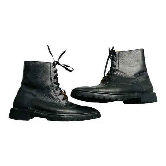 BALLY Rare Vintage Bally Black Leather Lace Up Combat Boots Size 7
